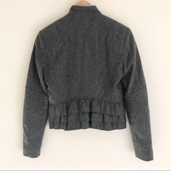 NWOT Gray Express Cropped Ruffled Wool Jacket - XS - Picture 6 of 8
